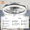 imageaddlon Ceiling Fans with Lights and Remote 20 Low Profile Ceiling Fans 30006000K Dimmable Modern Flush Mount LED Fan Light Fandelier Ceiling Fan for Bedroom Kitchen Living Room BlackBlack QS02