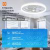 imageaddlon Ceiling Fans with Lights and Remote 20 Low Profile Ceiling Fans 30006000K Dimmable Modern Flush Mount LED Fan Light Fandelier Ceiling Fan for Bedroom Kitchen Living Room BlackWhite QS02