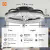 imageaddlon Ceiling Fans with Lights and Remote 20 Low Profile Ceiling Fans 30006000K Dimmable Modern Flush Mount LED Fan Light Fandelier Ceiling Fan for Bedroom Kitchen Living Room BlackBlack Honeycomb Crystal