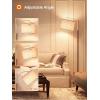 imageaddlon Floor Lamp for Living Room with 3 Color Temperatures Standing lamp with Linen lampshade for Bedroom Office Lamps with 9W LED Bulb Included  Brown with Beige ShadeBrown and Nickel  Beige Shade Remote