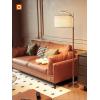 imageaddlon Floor Lamp for Living Room with 3 Color Temperatures Standing lamp with Linen lampshade for Bedroom Office Lamps with 9W LED Bulb Included  Brown with Beige ShadeBrown and Nickel  Beige Shade Remote