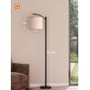 imageaddlon Floor Lamp for Living Room with 3 Color Temperatures Standing lamp with Linen lampshade for Bedroom Office Lamps with 9W LED Bulb Included  Brown with Beige ShadeBlackBeige Shade