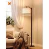 imageaddlon Floor Lamp for Living Room with 3 Color Temperatures Standing lamp with Linen lampshade for Bedroom Office Lamps with 9W LED Bulb Included  Brown with Beige ShadeBlack  Beige Shade Remote