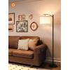 imageaddlon Floor Lamp for Living Room with 3 Color Temperatures Standing lamp with Linen lampshade for Bedroom Office Lamps with 9W LED Bulb Included  Brown with Beige ShadeBlackBeige Shade