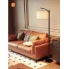 imageaddlon Floor Lamp for Living Room with 3 Color Temperatures Standing lamp with Linen lampshade for Bedroom Office Lamps with 9W LED Bulb Included  Brown with Beige ShadeBlackBeige Shade