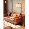 imageaddlon Floor Lamp for Living Room with 3 Color Temperatures Standing lamp with Linen lampshade for Bedroom Office Lamps with 9W LED Bulb Included  Brown with Beige ShadeBlack  Beige Shade Remote