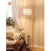 imageaddlon Floor Lamp for Living Room with 3 Color Temperatures Standing lamp with Linen lampshade for Bedroom Office Lamps with 9W LED Bulb Included  Brown with Beige ShadeBrass Gold  Beige Shade Remote