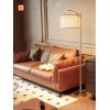 imageaddlon Floor Lamp for Living Room with 3 Color Temperatures Standing lamp with Linen lampshade for Bedroom Office Lamps with 9W LED Bulb Included  Brown with Beige ShadeBrass Gold  Beige Shade Remote