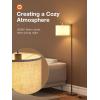 imageaddlon Floor Lamp for Living Room with 3 Color Temperatures Standing lamp with Linen lampshade for Bedroom Office Lamps with 9W LED Bulb Included  Brown with Beige ShadeBrownBeige Shade
