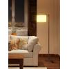 imageaddlon Floor Lamp for Living Room with 3 Color Temperatures Standing lamp with Linen lampshade for Bedroom Office Lamps with 9W LED Bulb Included  Brown with Beige ShadeBrownBeige Shade