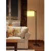 imageaddlon Floor Lamp for Living Room with 3 Color Temperatures Standing lamp with Linen lampshade for Bedroom Office Lamps with 9W LED Bulb Included  Brown with Beige ShadeBlackGray Shade