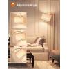 imageaddlon Floor Lamp for Living Room with 3 Color Temperatures Standing lamp with Linen lampshade for Bedroom Office Lamps with 9W LED Bulb Included  Brown with Beige ShadeBrass Gold  Beige Shade Remote