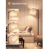 imageaddlon Floor Lamp for Living Room with 3 Color Temperatures Standing lamp with Linen lampshade for Bedroom Office Lamps with 9W LED Bulb Included  Brown with Beige ShadeBlackBeige Shade