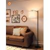 imageaddlon Floor Lamp for Living Room with 3 Color Temperatures Standing lamp with Linen lampshade for Bedroom Office Lamps with 9W LED Bulb Included  Brown with Beige ShadeBlackGray Shade