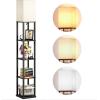imageaddlon Floor Lamp with Shelves 5Tier Modern Shelf Floor Lamp with 3CCT LED Bulb Display Lamp for Living Room Bedroom and Office  Marble Texture ampamp Gold FrameBlack