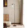 imageaddlon Floor Lamps for Living Room Bright Lighting with Seeded Glass lampshade Modern Bright Floor Lamp with LED Bulbs Industrial Standing lamp for beroom Tall Pole Lamps Office  BlackBlack with seeded shade Dimmable
