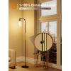 imageaddlon Floor Lamps for Living Room Bright Lighting with Seeded Glass lampshade Modern Bright Floor Lamp with LED Bulbs Industrial Standing lamp for beroom Tall Pole Lamps Office  BlackBlack with seeded shade Dimmable