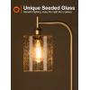 imageaddlon Floor Lamps for Living Room Bright Lighting with Seeded Glass lampshade Modern Bright Floor Lamp with LED Bulbs Industrial Standing lamp for beroom Tall Pole Lamps Office  BlackBrass GoldSeeded Glass Shade