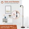 imageaddlon Floor Lamps for Living Room Bright Lighting with Seeded Glass lampshade Modern Bright Floor Lamp with LED Bulbs Industrial Standing lamp for beroom Tall Pole Lamps Office  BlackBlack Seeded Glass Shade