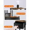 imageaddlon Floor lamp with 2 USB 1 Outlet and Drawer 3 Color Temperatures LED Bulb 9W Sofa lamp with White lampshade Display Floor lamp with Shelves for Living Room Bedroom and Office  BrownBrown