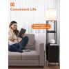 imageaddlon Floor lamp with 2 USB 1 Outlet and Drawer 3 Color Temperatures LED Bulb 9W Sofa lamp with White lampshade Display Floor lamp with Shelves for Living Room Bedroom and Office  BrownBlack3 Drawers