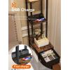 imageaddlon Floor lamp with 2 USB 1 Outlet and Drawer 3 Color Temperatures LED Bulb 9W Sofa lamp with White lampshade Display Floor lamp with Shelves for Living Room Bedroom and Office  BrownBrown
