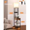 imageaddlon Floor lamp with 2 USB 1 Outlet and Drawer 3 Color Temperatures LED Bulb 9W Sofa lamp with White lampshade Display Floor lamp with Shelves for Living Room Bedroom and Office  BrownBrownBlack