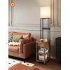 imageaddlon Floor lamp with 2 USB 1 Outlet and Drawer 3 Color Temperatures LED Bulb 9W Sofa lamp with White lampshade Display Floor lamp with Shelves for Living Room Bedroom and Office  BrownBrownBlack
