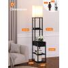 imageaddlon Floor lamp with 2 USB 1 Outlet and Drawer 3 Color Temperatures LED Bulb 9W Sofa lamp with White lampshade Display Floor lamp with Shelves for Living Room Bedroom and Office  BrownBlack