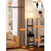 imageaddlon Floor lamp with 2 USB 1 Outlet and Drawer 3 Color Temperatures LED Bulb 9W Sofa lamp with White lampshade Display Floor lamp with Shelves for Living Room Bedroom and Office  BrownBrown