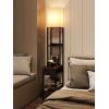imageaddlon Floor lamp with 2 USB 1 Outlet and Drawer 3 Color Temperatures LED Bulb 9W Sofa lamp with White lampshade Display Floor lamp with Shelves for Living Room Bedroom and Office  BrownBrown