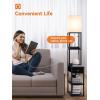imageaddlon Floor lamp with 2 USB 1 Outlet and Drawer 3 Color Temperatures LED Bulb 9W Sofa lamp with White lampshade Display Floor lamp with Shelves for Living Room Bedroom and Office  BrownBlack