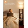 imageaddlon Floor lamp with 2 USB 1 Outlet and Drawer 3 Color Temperatures LED Bulb 9W Sofa lamp with White lampshade Display Floor lamp with Shelves for Living Room Bedroom and Office  BrownBlackNight Light