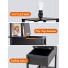 imageaddlon Floor lamp with 2 USB 1 Outlet and Drawer 3 Color Temperatures LED Bulb 9W Sofa lamp with White lampshade Display Floor lamp with Shelves for Living Room Bedroom and Office  BrownClassic Black