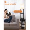 imageaddlon Floor lamp with 2 USB 1 Outlet and Drawer 3 Color Temperatures LED Bulb 9W Sofa lamp with White lampshade Display Floor lamp with Shelves for Living Room Bedroom and Office  BrownClassic Black
