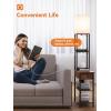 imageaddlon Floor lamp with 2 USB 1 Outlet and Drawer 3 Color Temperatures LED Bulb 9W Sofa lamp with White lampshade Display Floor lamp with Shelves for Living Room Bedroom and Office  BrownBrownBlack