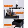imageaddlon Floor lamp with 2 USB 1 Outlet and Drawer 3 Color Temperatures LED Bulb 9W Sofa lamp with White lampshade Display Floor lamp with Shelves for Living Room Bedroom and Office  BrownBlack