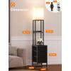 imageaddlon Floor lamp with 2 USB 1 Outlet and Drawer 3 Color Temperatures LED Bulb 9W Sofa lamp with White lampshade Display Floor lamp with Shelves for Living Room Bedroom and Office  BrownBlack3 Drawers