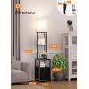 imageaddlon Floor lamp with 2 USB 1 Outlet and Drawer 3 Color Temperatures LED Bulb 9W Sofa lamp with White lampshade Display Floor lamp with Shelves for Living Room Bedroom and Office  BrownBlackNight Light
