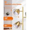 imageaddlon Tree Floor Lamp with 3 Adjustable Rotating Lights and Matching LED Bulbs Standing Tall Pole Lamps for Living Room Bedroom Home Office  Brass GoldGold
