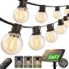 imageaddlon 56FT506 Solar String Lights Outdoor with Remote 27 Shatterproof G40 Bulbs Solar Powered ampamp USB Charging Patio Lights Dimmable Waterproof Solar String Lights for Outside Camping Backyard506FT