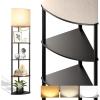 imageaddlon Floor Lamp with Shelves 5Tier Adjustable Corner Lamp with 3 Color Temperatures ampamp Linen Shade Modern Floor Lamps for Living Room Home Office ampamp Bedroom E26 LED Bulb Included 800lm  BlackBlack