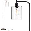 imageaddlon Floor Lamps for Living Room Bright Lighting with Seeded Glass lampshade Modern Bright Floor Lamp with LED Bulbs Industrial Standing lamp for beroom Tall Pole Lamps Office  BlackMatte Black