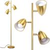 imageaddlon Tree Floor Lamp with 3 Adjustable Rotating Lights and Matching LED Bulbs Standing Tall Pole Lamps for Living Room Bedroom Home Office  Brass GoldGold