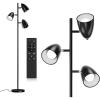 imageaddlon Tree Floor Lamp with 3 Adjustable Rotating Lights and Matching LED Bulbs Standing Tall Pole Lamps for Living Room Bedroom Home Office  Brass GoldBlack Remote