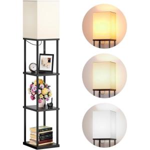 imageaddlon Floor Lamp with Shelves 5Tier Modern Shelf Floor Lamp with 3CCT LED Bulb Display Lamp for Living Room Bedroom and Office  Marble Texture ampamp Gold FrameBlack
