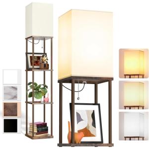 imageaddlon Floor Lamp with Shelves 5Tier Modern Shelf Floor Lamp with 3CCT LED Bulb Display Lamp for Living Room Bedroom and Office  Marble Texture ampamp Gold FrameVintage