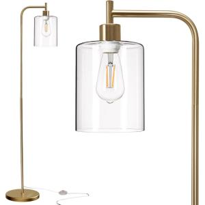 imageaddlon Floor Lamps for Living Room Bright Lighting with Seeded Glass lampshade Modern Bright Floor Lamp with LED Bulbs Industrial Standing lamp for beroom Tall Pole Lamps Office  BlackBronze