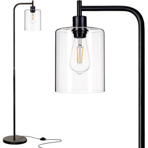 imageaddlon Floor Lamps for Living Room Bright Lighting with Seeded Glass lampshade Modern Bright Floor Lamp with LED Bulbs Industrial Standing lamp for beroom Tall Pole Lamps Office  BlackMatte Black