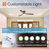 imageaddlon 2 Pack 52 inch Ceiling Fans with Lights White Ceiling Fan with Light and Remote Control Reversible 3 Wood Blades 6 Speeds 5CCT Dimmable Noiseless Wood Ceiling Fan for IndoorOutdoor UseBlack